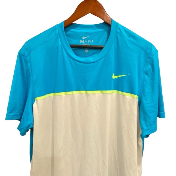 Nike Dri Fit T-Shirt Men's Blue & White Athletic Shirt Size XL - Picture 4 of 8